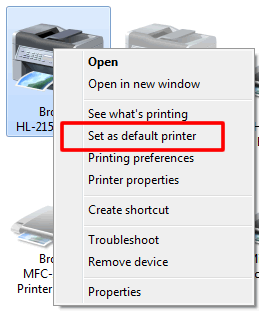 Set as Default Printer.